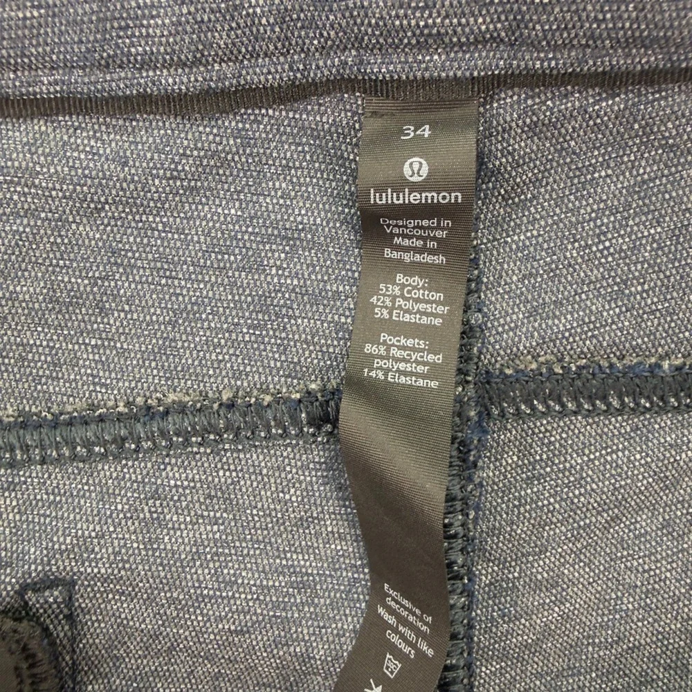 Lululemon Commission Pant Slim Blue Heathered Mens 34 Chino Trousers